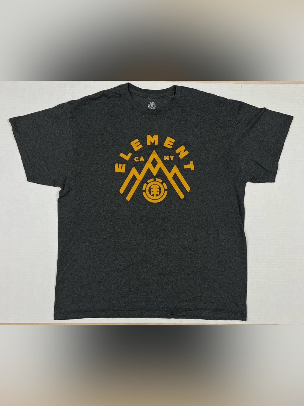 Element‎ Men’s Charcoal Tee with Yellow Mountain Logo size Large